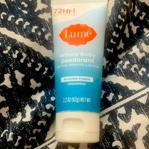 LUME whole body deodorant 2.2OZ invisible cream unscented 72 hour odor control